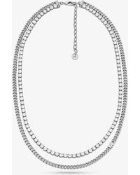 Michael Kors - Collar de tenis de cadena doble de latón con chapado en metal precioso - Lyst