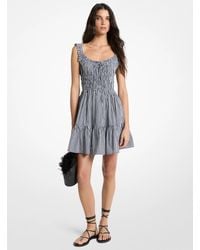 MICHAEL Michael Kors - Mk Gingham Smocked Cotton Mini Dress - Lyst