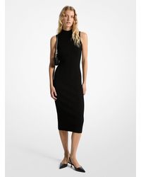 MICHAEL Michael Kors - Mk Ribbed Mock Neck Midi Dress - Lyst