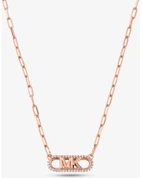 Michael Kors - Mk Precious Metal-Plated Sterling Empire Logo Chain Link Necklace - Lyst