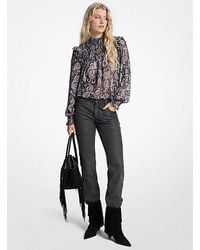 MICHAEL Michael Kors - Metallic Paisley Print Georgette Blouse - Lyst