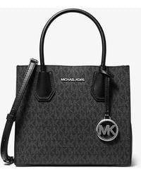 Michael Kors Outlet - Mk Borsa A Tracolla Mercer Media Con Stampa Logo E Soffietti - Lyst