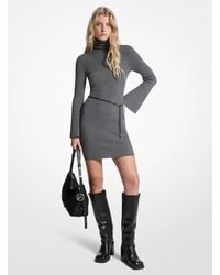 Michael Kors - Wool Blend Belted Mini Dress - Lyst