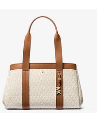 MICHAEL Michael Kors - Romee Large Signature Logo And Leather Tote Bag - Lyst