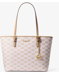 Michael Kors Outlet - Mk Jet Set Medium Logo Jacquard Tote Bag - Lyst