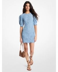 michael kors blue lace dress Michael Michael Kors Lace V-neck Dress | Blue