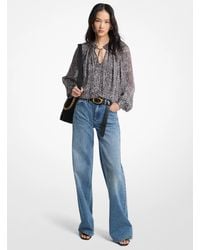 Michael Kors - Michael Kors Metallic Printed Georgette Blouse - Lyst