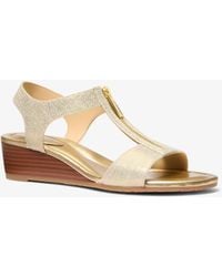 MICHAEL Michael Kors - Mk Berkley Metallic Linen Wedge Sandal - Lyst