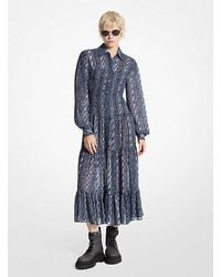 MICHAEL Michael Kors - Mk Snake Print Georgette Smocked Shirtdress - Lyst