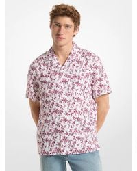 Michael Kors - Mk Floral Print Linen Camp Shirt - Lyst