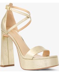 MICHAEL Michael Kors - Michael Kors Cami Crackled Metallic Leather Platform Sandal - Lyst