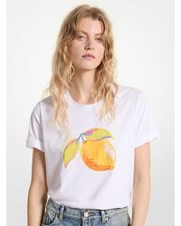 Michael Kors - Sequined Lemon Organic Cotton Jersey T-shirt - Lyst