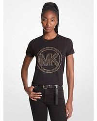Michael Kors - Studded Logo Charm Organic Cotton Jersey T-Shirt - Lyst
