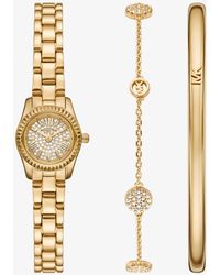 Michael Kors - Mk Set Regalo Gioielli E Orologio Petite Lexington Tonalità Con Pavé - Lyst