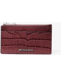 MICHAEL Michael Kors - Mk Jet Set Small Crocodile Embossed Leather Card Case - Lyst