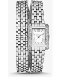 Michael Kors - Petite Emery Pavé-Tone Double Wrap Watch - Lyst