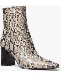 MICHAEL Michael Kors - Mk Elise Snake Embossed Leather Ankle Boot - Lyst