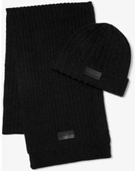 Michael Kors - Mk Ribbed Knit Beanie Hat And Scarf Set - Lyst