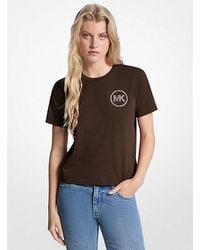 Michael Kors - Embellished Logo Organic Cotton T-Shirt - Lyst