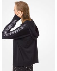 Michael Kors Logo Tape Stretch Viscose Hoodie in Black - Lyst