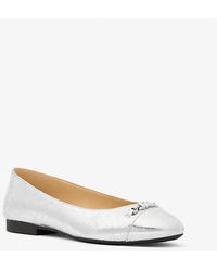 MICHAEL Michael Kors - Mk Rebecca Flex Crackled Metallic Leather Ballet Flat - Lyst