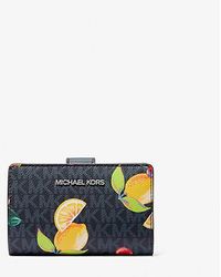 Michael Kors - Jet Set Travel Medium Fruit Print Logo Bi-fold Wallet - Lyst