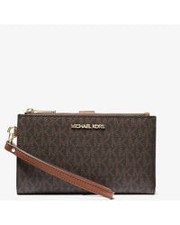 Michael Kors - Jet Set Travel Large Double Zip Signature Logo Smartphone Wallet Wristlet - Lyst