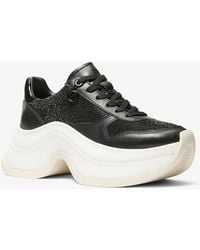 Michael Kors - Arla Embellished Leather Trainer - Lyst