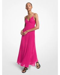 MICHAEL Michael Kors - Maxi Pleated Slip Dress - Lyst
