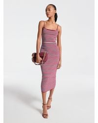 MICHAEL Michael Kors - Mk Robe Mi-Longue Rayée En Mélange De Viscose Extensible - Lyst