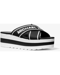 michael michael kors demi logo tape slide sandal
