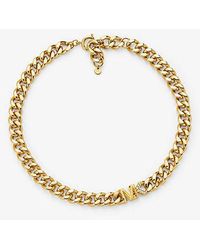 Michael Kors - Mk Precious Metal-Plated Brass Pavé Logo Curb Link Necklace - Lyst