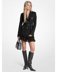 MICHAEL Michael Kors - Stretch Wool Blend Belted Utility Blazer - Lyst