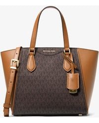 MICHAEL Michael Kors - Taryn Small Signature Logo And Leather Convertible Crossbody Bag - Lyst
