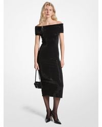 MICHAEL Michael Kors - Mk Embellished Stretch Knit Off-The-Shoulder Dress - Lyst