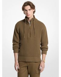 Michael Kors - Michael Kors Textured Cotton Blend Funnel-Neck Sweater - Lyst