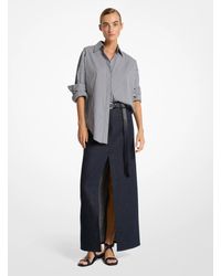 Michael Kors - Mk Striped Stretch Cotton Poplin Oversized Shirt - Lyst