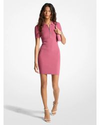 MICHAEL Michael Kors - Mk Ribbed Knit Zip-Up Polo Dress - Lyst
