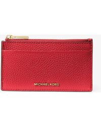 MICHAEL Michael Kors - Mk Jet Set Small Pebbled Leather Card Case - Lyst