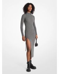 MICHAEL Michael Kors - Stretch Wool Ruched Dress - Lyst