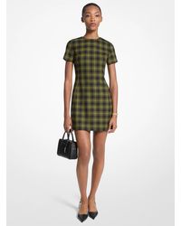 MICHAEL Michael Kors - Mk Plaid Print Stretch Wool Dress - Lyst