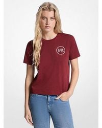 Michael Kors - Embellished Logo Organic Cotton T-Shirt - Lyst