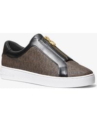 MICHAEL Michael Kors - Mk Keaton Signature Logo Zip-Up Trainers - Lyst