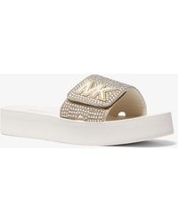 Michael Kors Embellished Platform Slide Sandal - Metallic