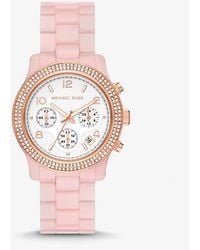 Michael Kors - Mk7424 - Runway Chronograph Blush Acetate Watch - Lyst