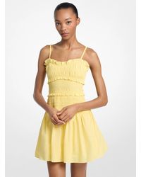 MICHAEL Michael Kors - Mk Smocked Cotton Poplin Tank Dress - Lyst
