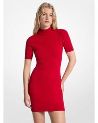 Michael Kors - Logo Jacquard Knit Mock Neck Dress - Lyst