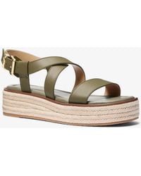 MICHAEL Michael Kors - Mk Lynn Leather Platform Espadrille Sandal - Lyst