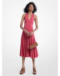 MICHAEL Michael Kors - Stretch Matte Jersey Halter Midi Dress - Lyst