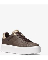 Michael Kors - Romey Metallic Two-Tone Signature Logo Platform Sneaker - Lyst